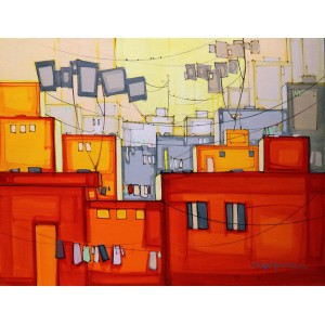 Salman Farooqi, 24 x 30 Inch, Acrylic on Canvas,  Cityscape Painting-AC-SF-145